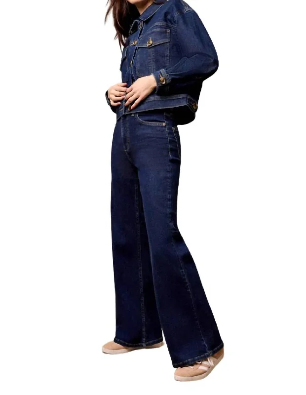 Classic Women's Fashion Brooke Hugging Palazzo Jeans In Dark Denim