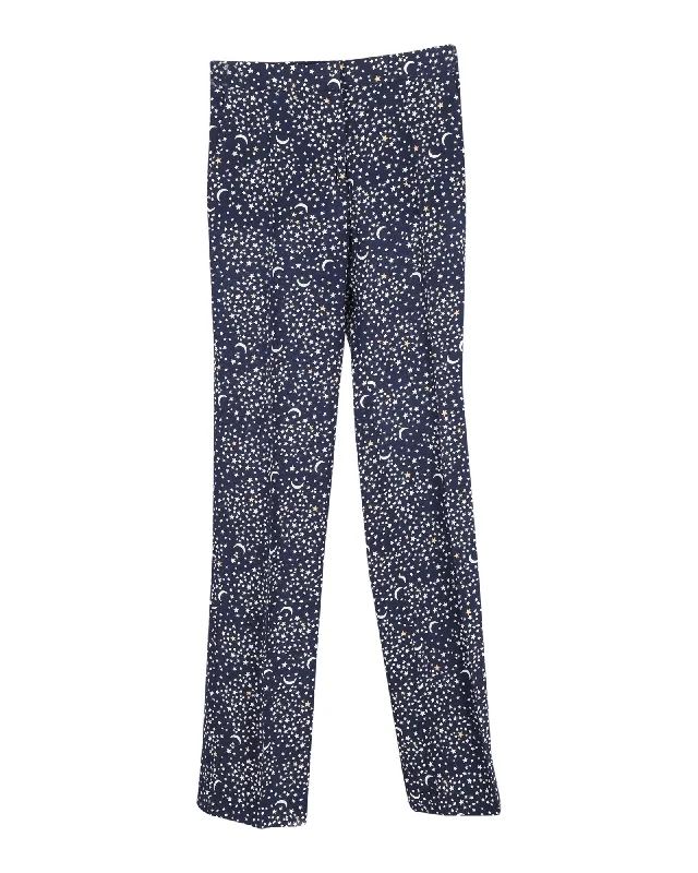 Subtle Sophistication Stella McCartney Moon and Star Printed Trousers in Navy Blue Viscose