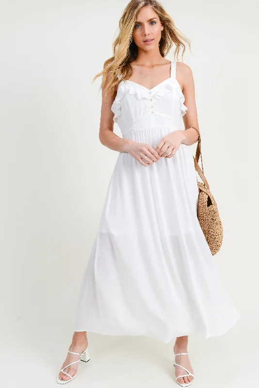 Chic Style Ruffle Crochet Lace Maxi Dress