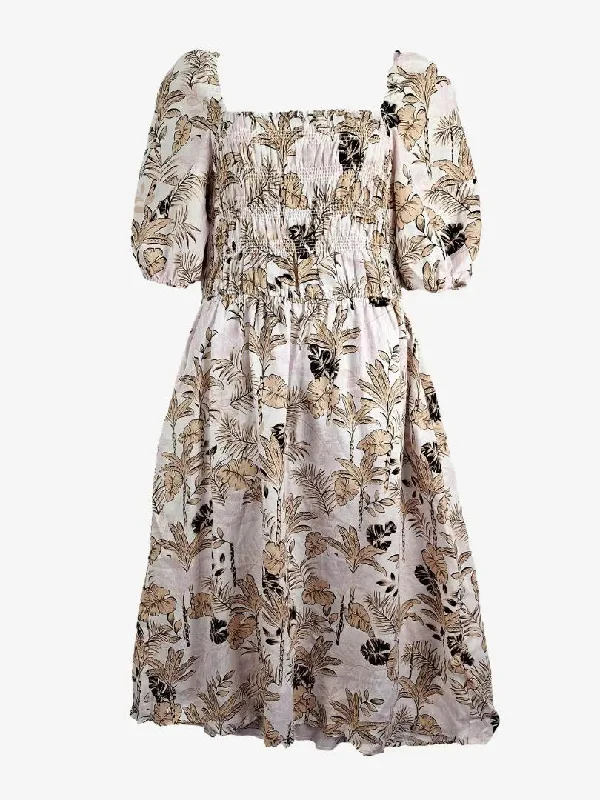 Buy More, Save More Witchery Jungle Print Puffy Sleeve Summer Midi Dress Size 12