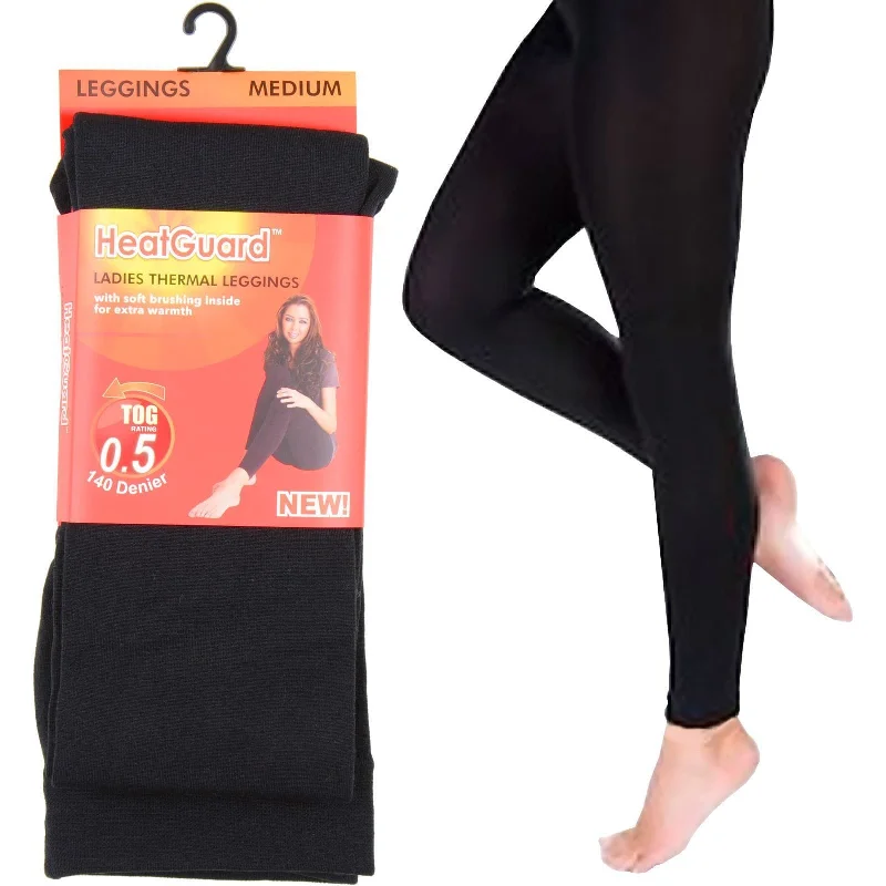 Budget-Friendly Fashion Womens HeatGuard Black Thermal Leggings 140 Denier Tog 0.5