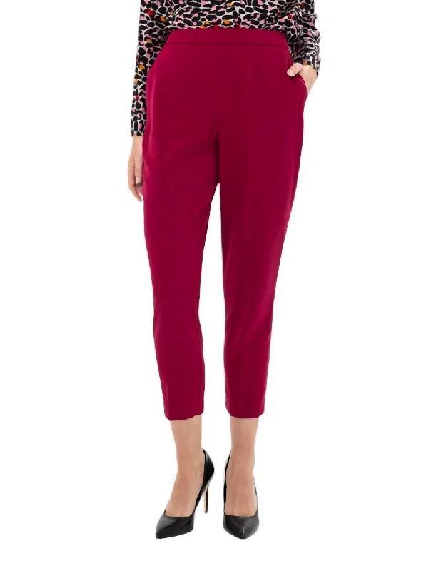 Graceful Cut Slim Crop Pants In Beets