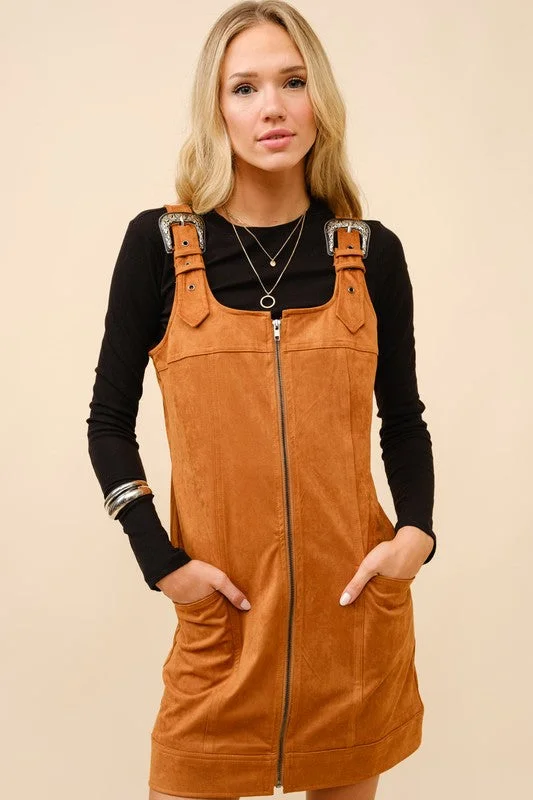 Fashion Forward Annie Suede Western Buckle Mini Dress