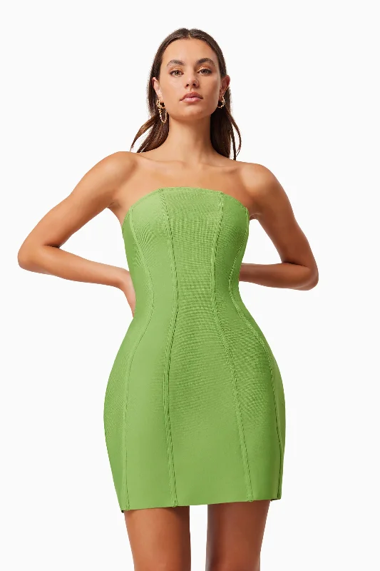 Graceful Movement Rose Strapless Mini Dress - Green