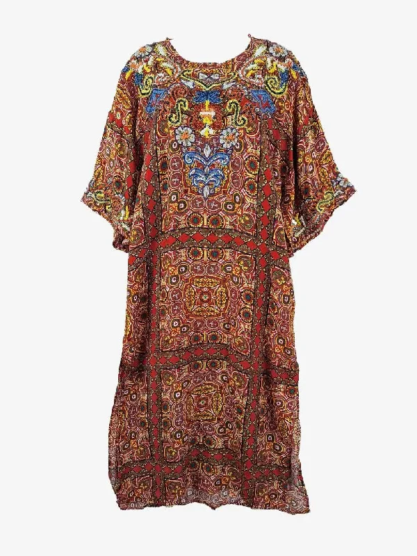 Elevate Your Wardrobe Zara Beaded & Embroidered Tribal Kaftan Midi Dress Size XS