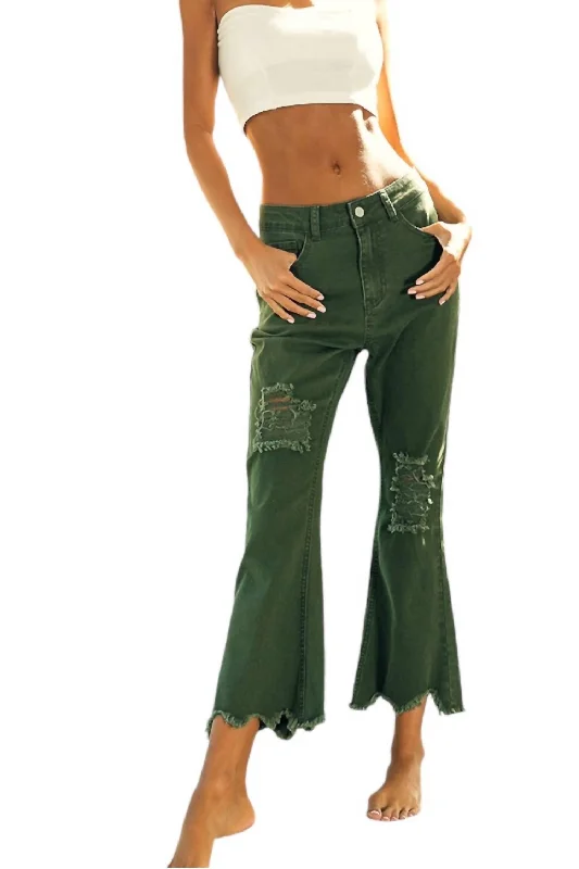 Minimalist Office - Ready Style Women's Distressed Pants In Vintage Olive