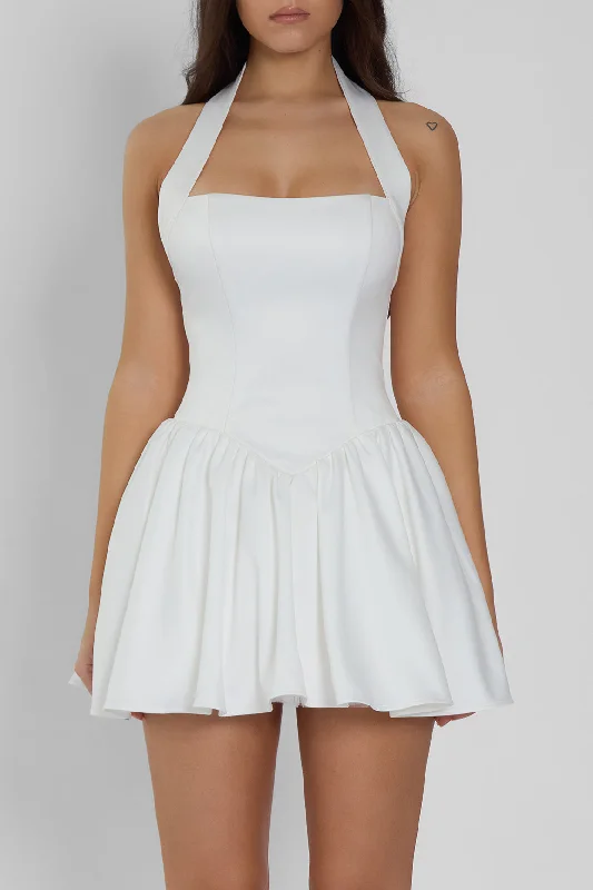 Exclusive Sale Hyades Halter Corset Mini Dress - White