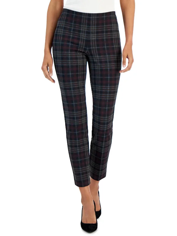 Luxury Comfort Womens Plaid Pull On Ankle Pants