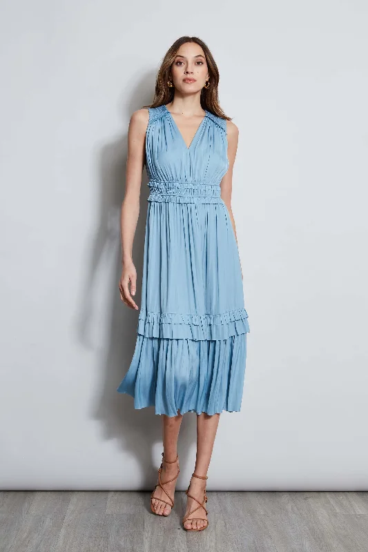 Must-Have Styles T-Tahari Smocked Sleeveless Midi Dress