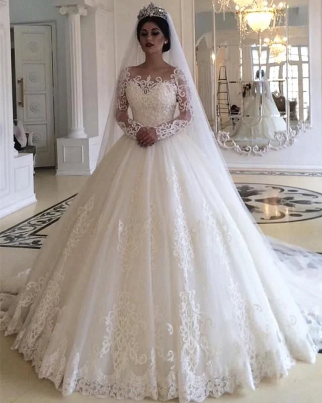 Fresh Styles, Fresh Deals Princess Style Long Sleeves Lace Wedding Dresses     cg20117