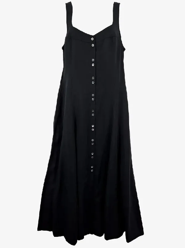 Classic Timeless Elegant Style Saba Button Front Black Midi Dress Size 10