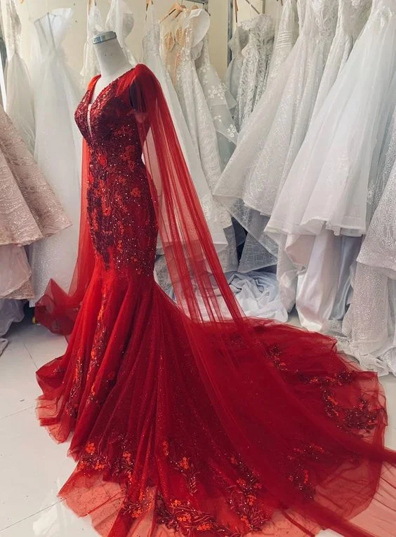 Stylish Looks Charming Sexy A Line Prom Dress Unique red vintage wedding dress    cg16079