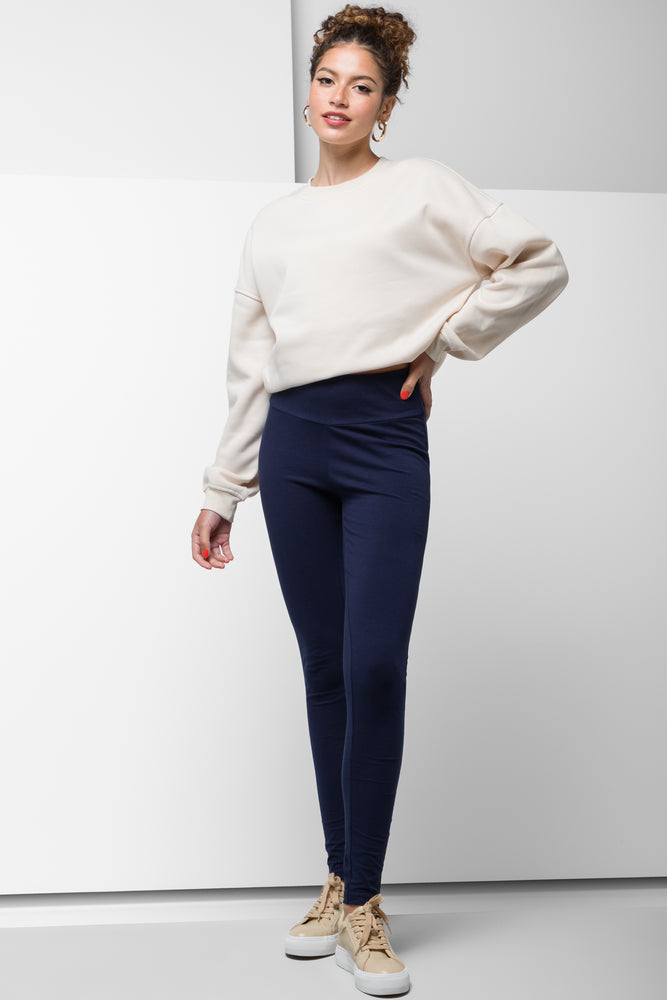 Unleash Your Trendy Side Wide Waist Leggings Navy