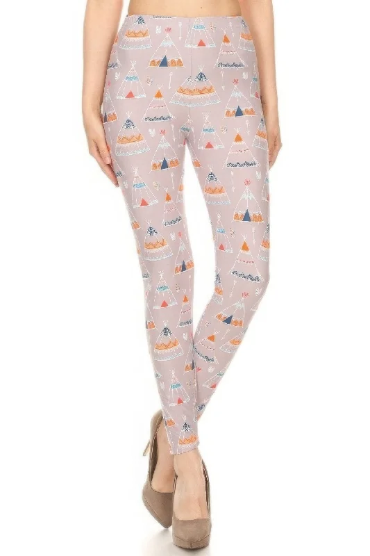 Trend Alert Teepee Print, High Rise, Fitted Leggings, With An Elastic Waistband