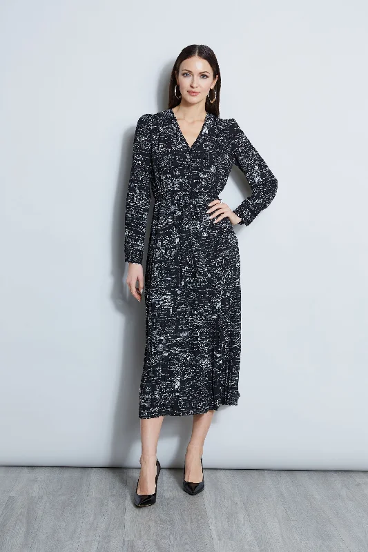 Effortless Comfort T-Tahari Script Print Midi Dress