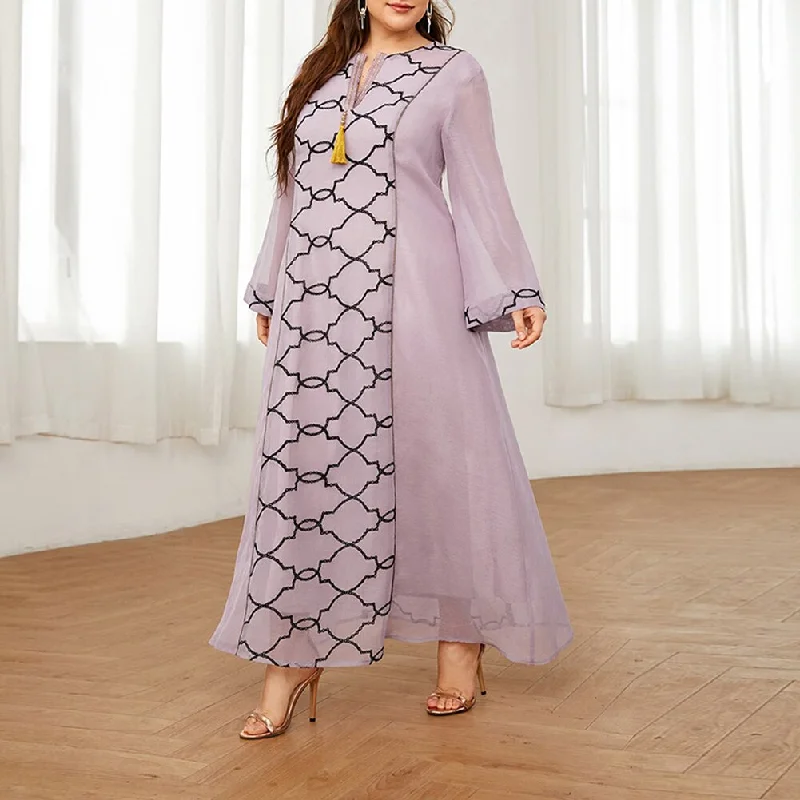 Limited Time Offer BerriesJam - Long Sleeve Casual Abaya Evening Party Festival Maxi Dress