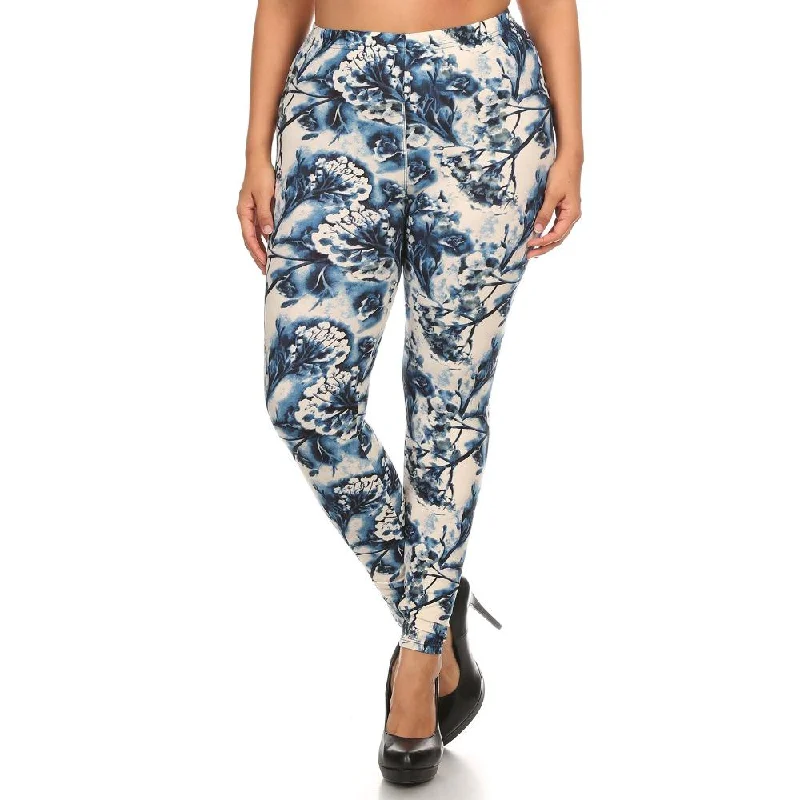 Fashion Sale Plus Size Floral Print, Full Length Leggings In A Slim Fitting Style With A Banded High Waist