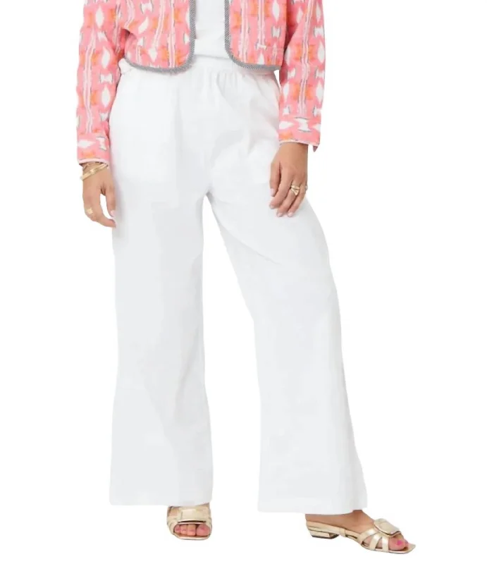 Luxe Women's Apparel Palazzo Linen Pant In White