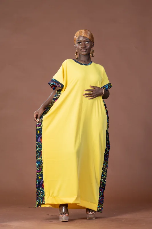 End Of Season Sale Gift Maxi Dress | Yellow and African Ankara Print