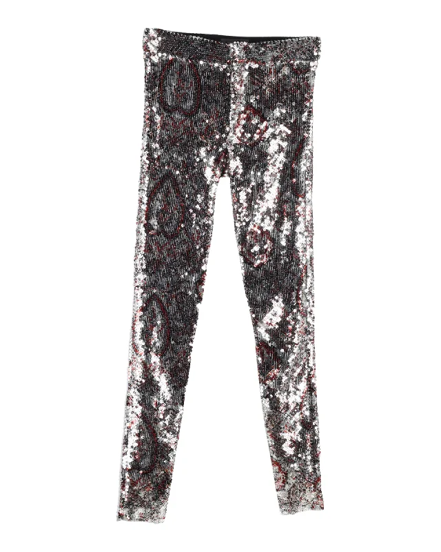 Luxe Layering Isabel Marant Odizo Sequined Pants in Silver Polyester