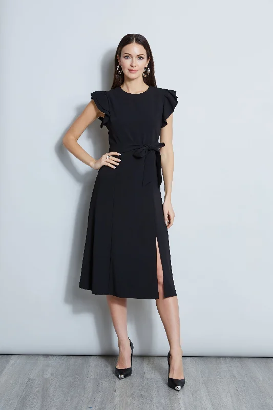 Chic Sophistication Flutter Sleeve Midi Dress