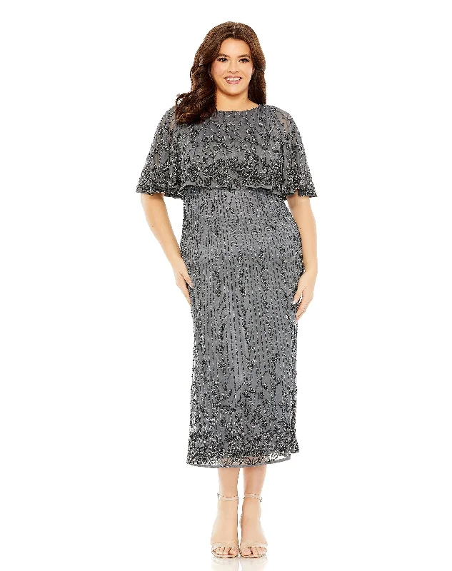 Clearance Event Mac Duggal 5939 Plus Size Short Mother of the Bride Midi Dress