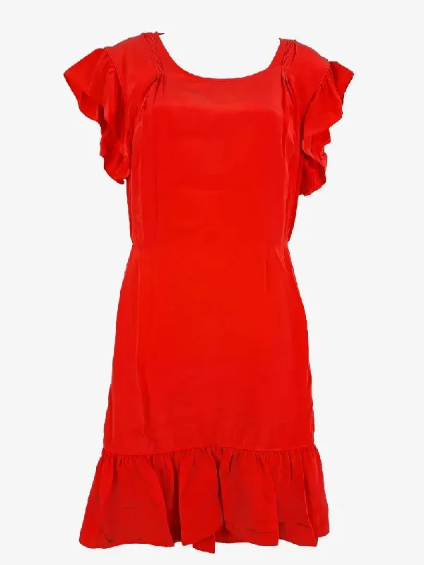 Great Prices On Feminine Styles Country Road Coral Frilled Feminine Midi Dress Size 10