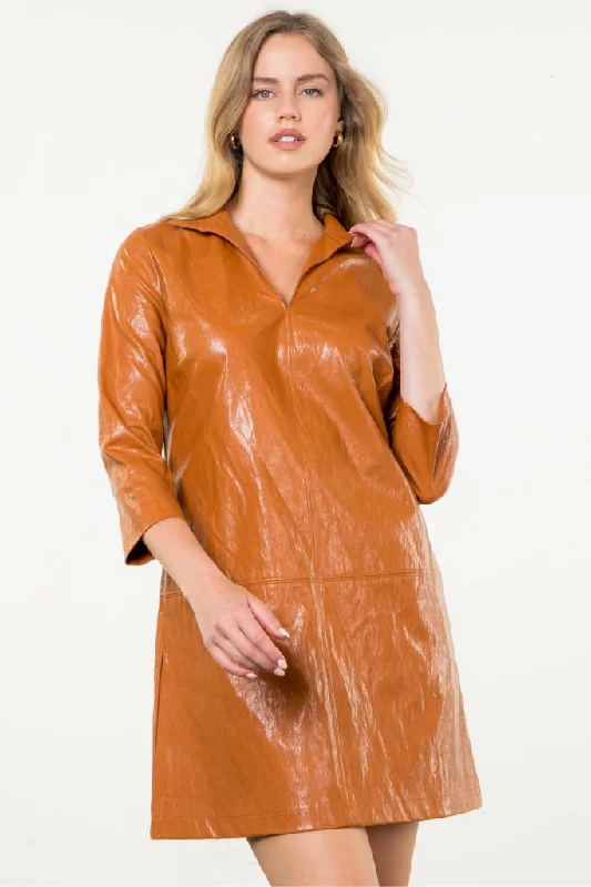 Great Prices On Feminine Styles Pumpkin Season Pleather Mini Dress