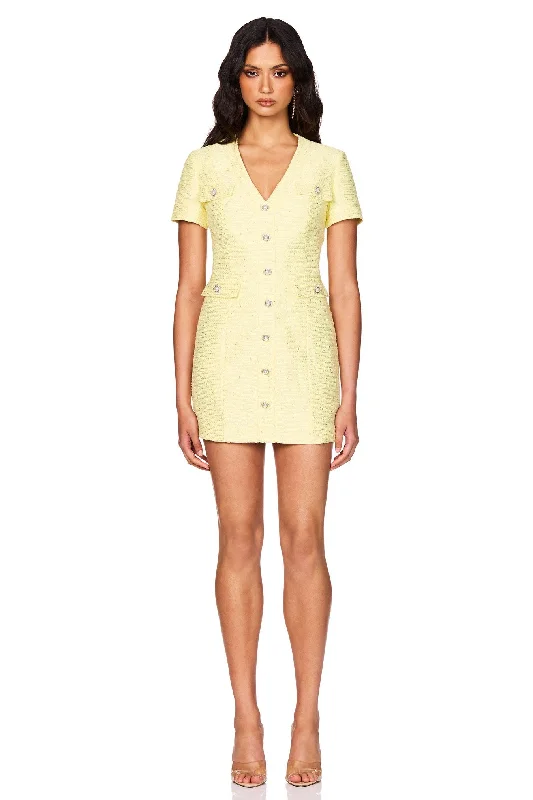 Effortless Style Nookie Tarsha Tweed Mini Dress - Lemon