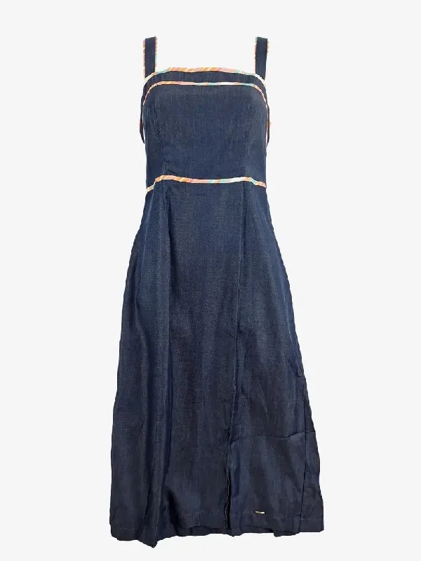 Weekend Special Ted Baker Light Denim Trimmed Pinafore Midi Dress Size 8