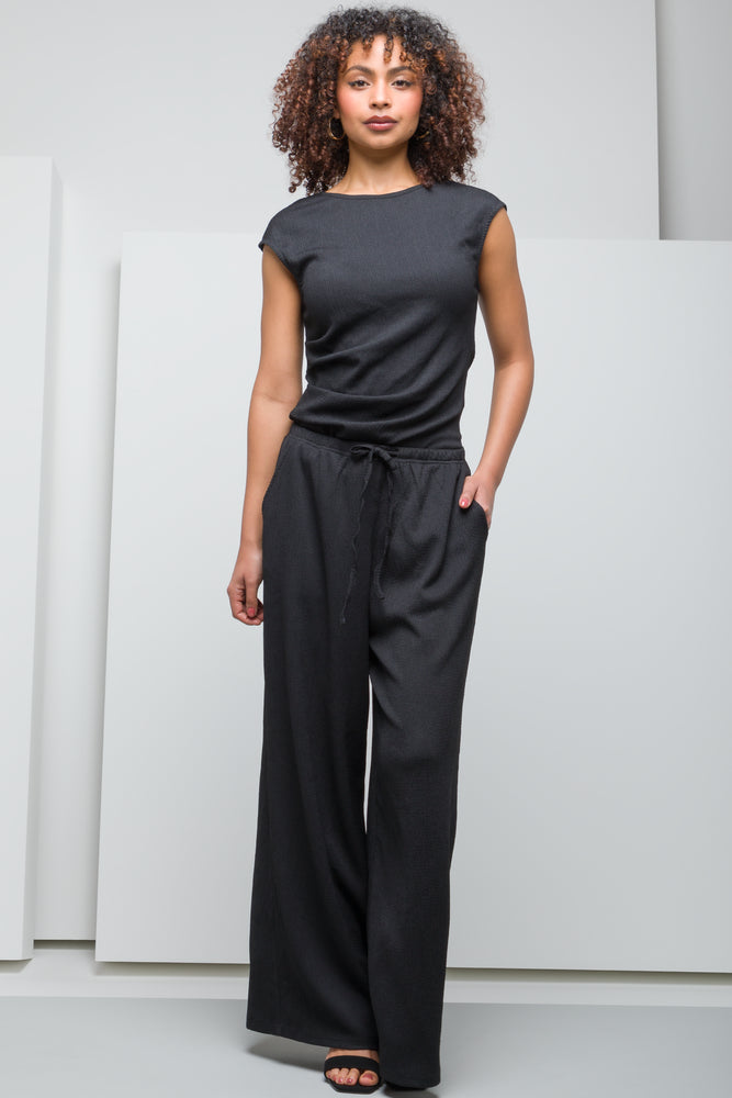 Dive Into Trendy Styles Knit Wide Leg Pant Black