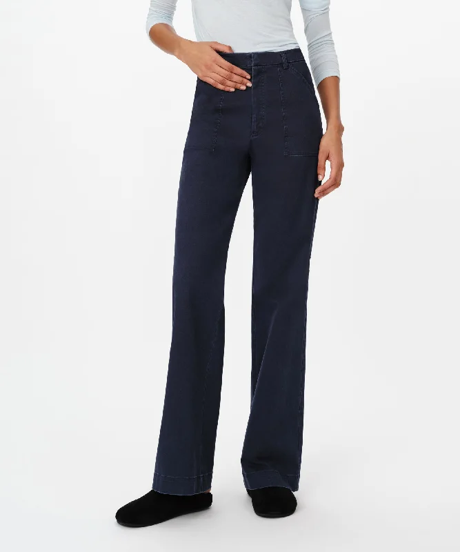 Wardrobe Update Cotton Twill Flare Leg Pant - Midnight