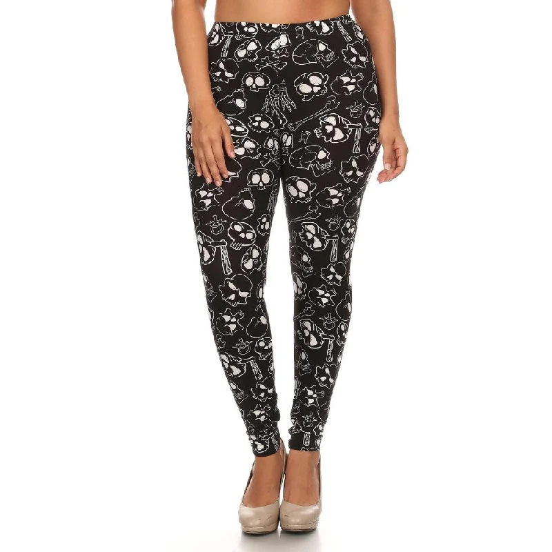 Big Savings Plus Size Print, Full Length Leggings In A Fitted Style With A Banded High Waist