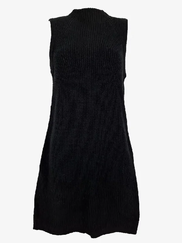 Save On Inspired Styles Cue Mock Neck Knitted Ribbed Midi Dress Size S