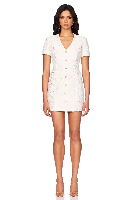 Sleek Design Nookie Tarsha Tweed Mini Dress - White