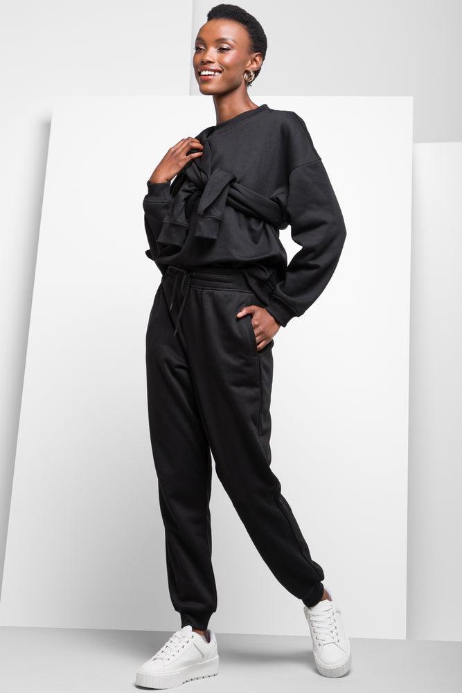 Trend Driven Wardrobe Jogger Trackpants With Rib Waist Black