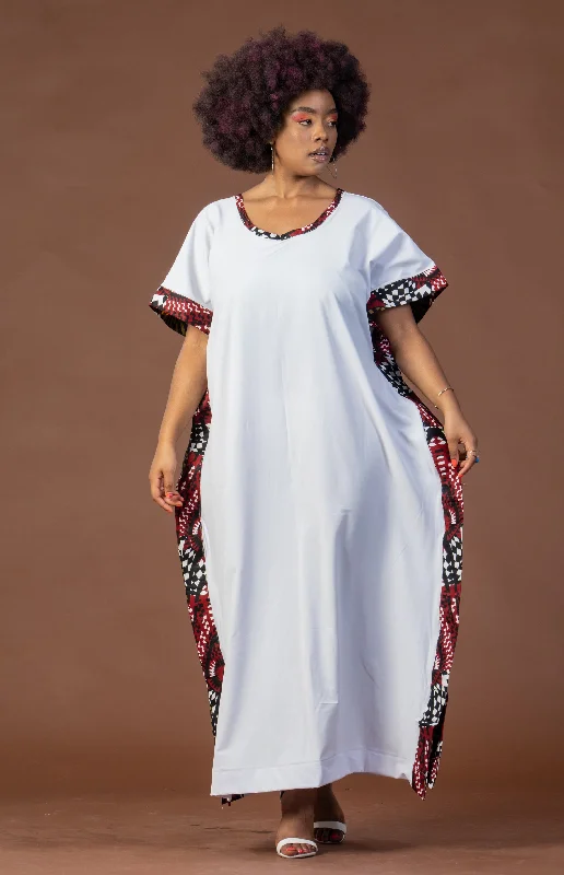 Special Occasion Wear Gina Maxi Dress | White and African Ankara Print