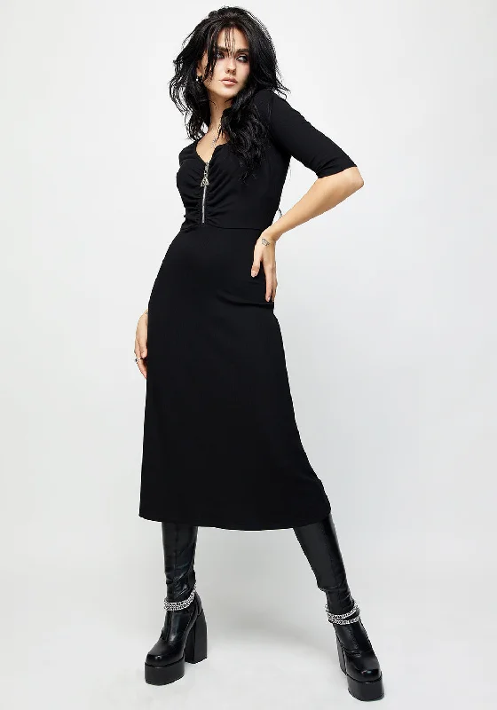 Statement Piece Triquetra Zip Rib Midi Dress