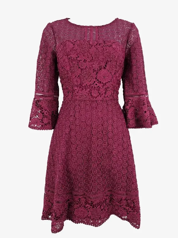 Special Occasion Wear Review Aubergine Broderie Flared Midi Dress Size 8