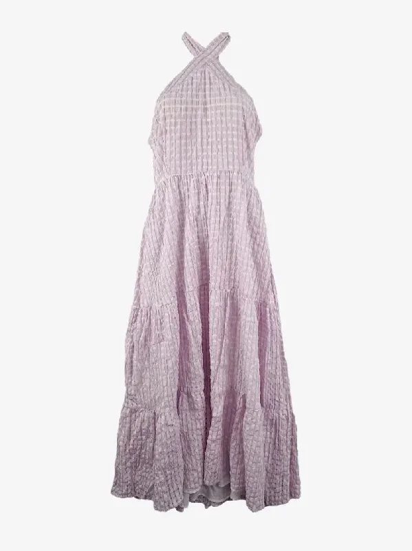 Fashionista Favorites Atmos & Here Lilac Textured Halter Neck Midi Dress Size 10