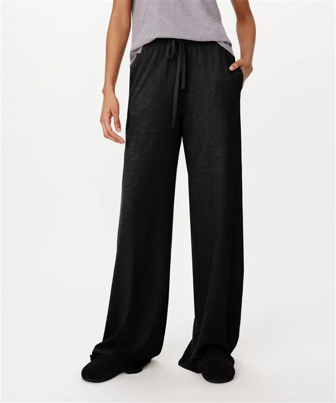 Enjoy Discount Heavy Slub Jersey Wide Leg Pant - Black