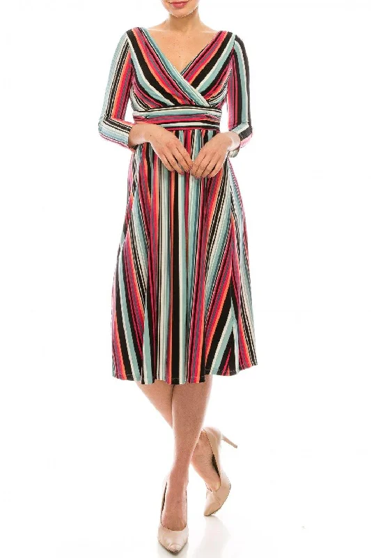 Urban Femme Streetwear London Times Soft Striped Empire Waist Midi Dress