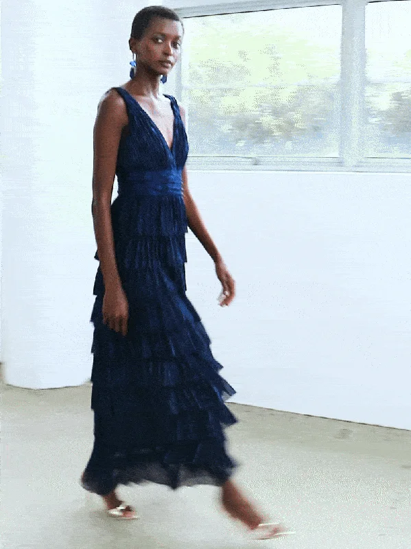 Trendy Street Style Monroe Navy Metallic Gown