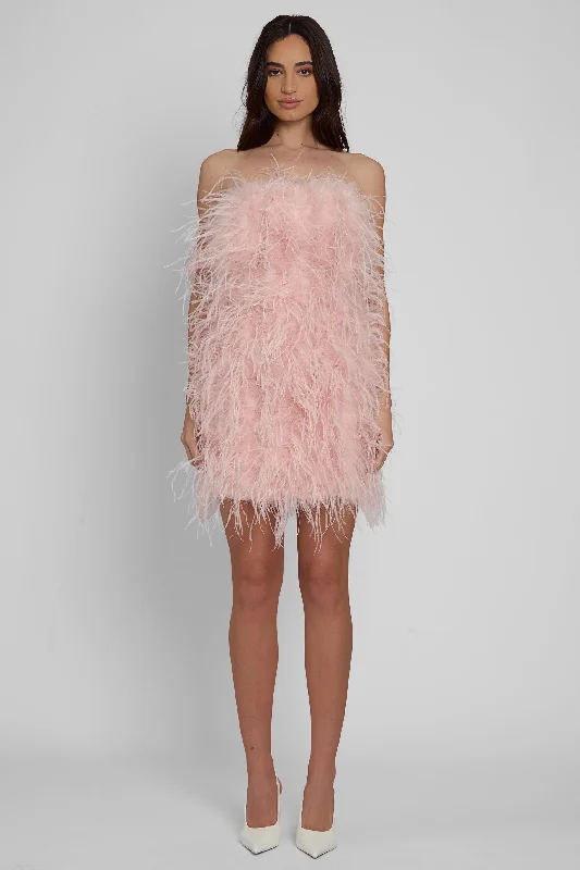 Fashionista Favorites Cloud Feather Mini Dress - Pink