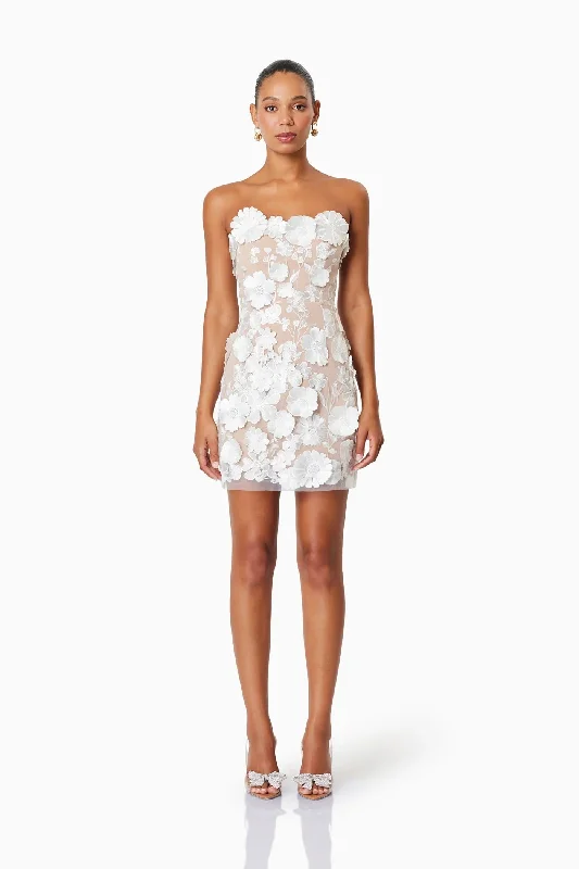 Sophisticated Cut Arabella Strapless Mini Dress - White