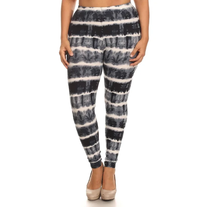 Season Sale Plus Size Tie Dye Print, Full Length Leggings In A Fitted Style With A Banded High Waist