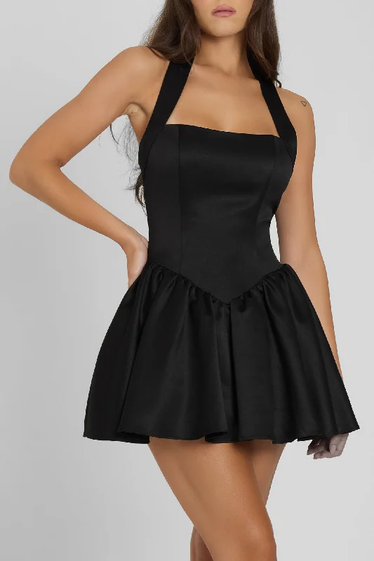 Chic Styles Hyades Halter Corset Mini Dress - Black