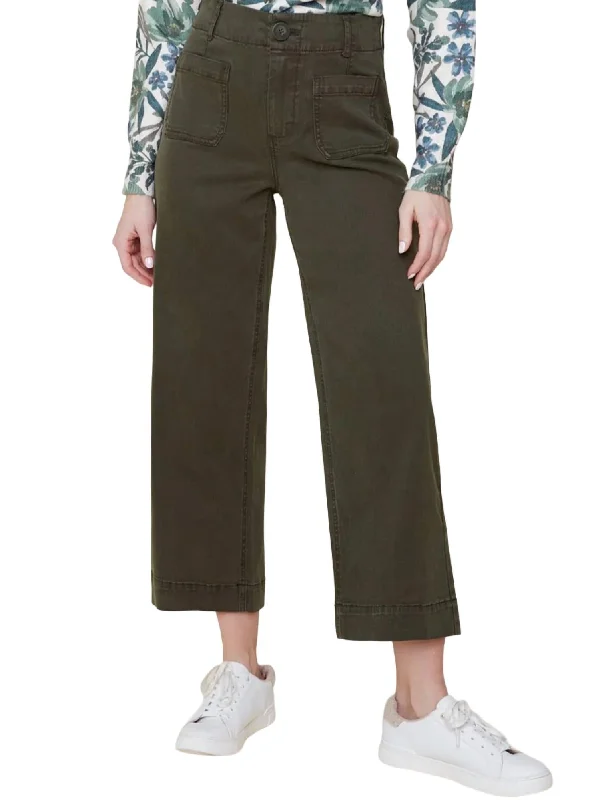 Early Access To Art Deco Styles Sale Tencel Wide Leg Ankle Pants In Chive