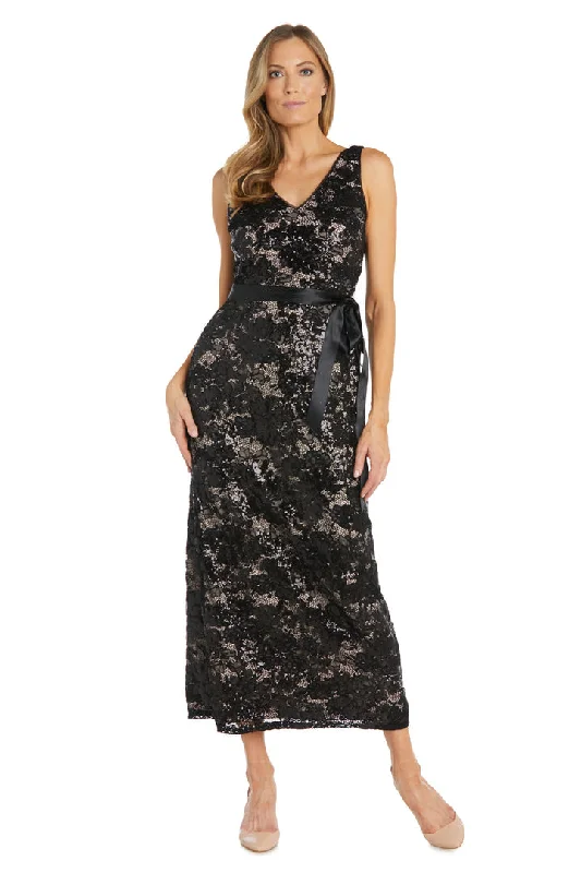 Gorgeous Glamour Collection R&M Richards 1001 Long Formal Evening Midi Dress