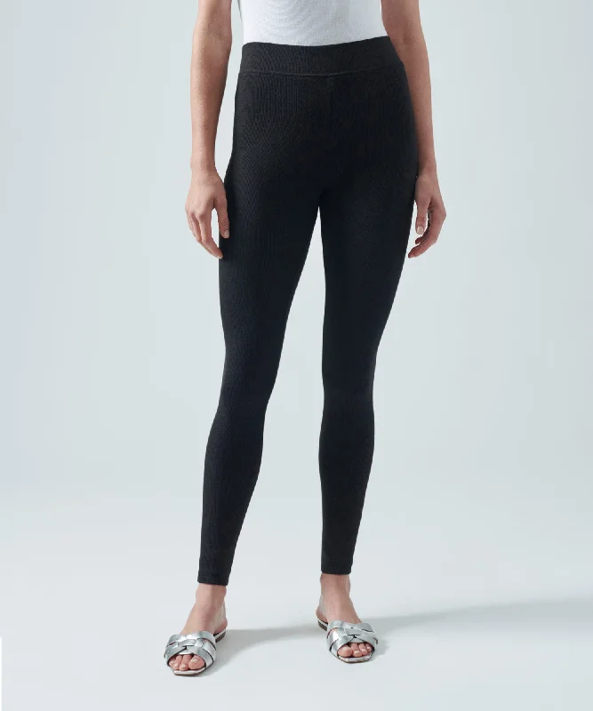 Wardrobe Essentials Modal Rib High Waisted Legging - Black